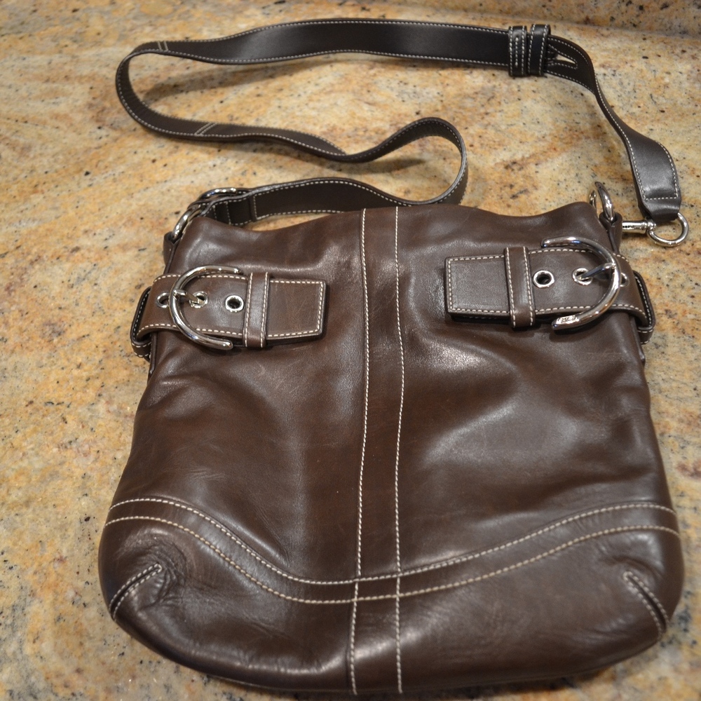 COACH Brown Leather Soho Crossbody Hobo Purse